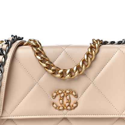 Chanel Lambskin Quilted Chanel 19 Wallet On Chain WOC Beige 8 of 12