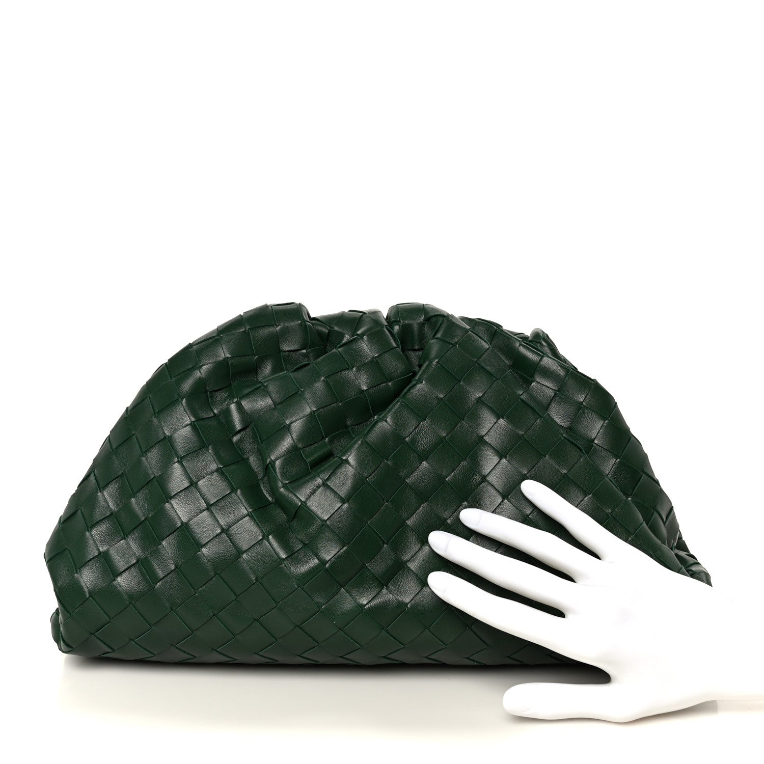 Bottega Veneta Nappa Maxi Intrecciato The Pouch Oversized Clutch Racing Green 2 of 11