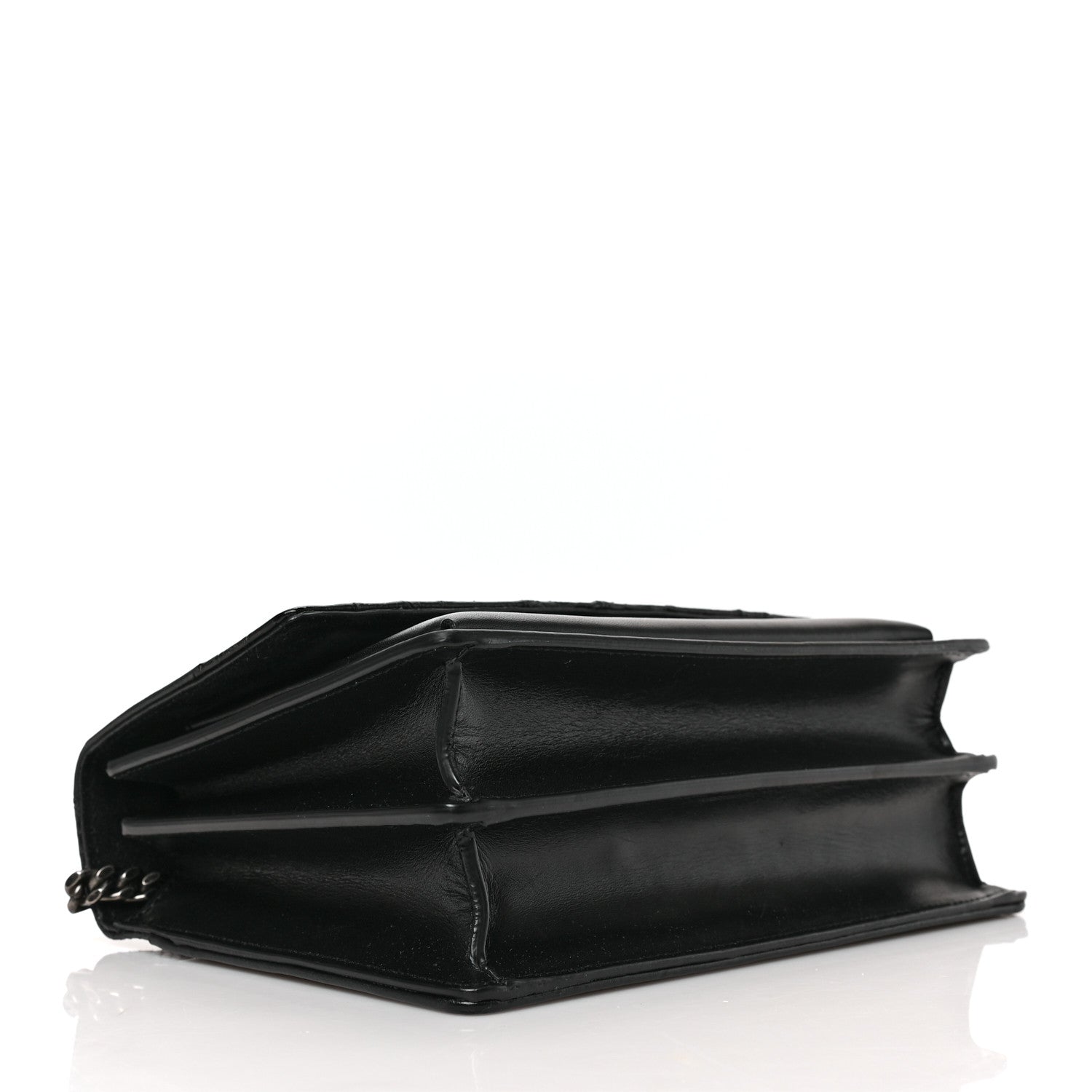 Saint Laurent Calfskin Mixed Quilted Crocodile Embossed Medium Monogram Sunset Black 4 of 8