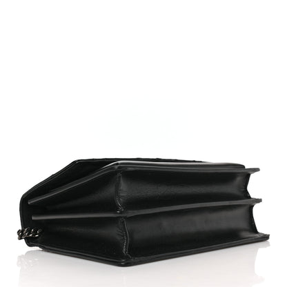 Saint Laurent Calfskin Mixed Quilted Crocodile Embossed Medium Monogram Sunset Black 4 of 8