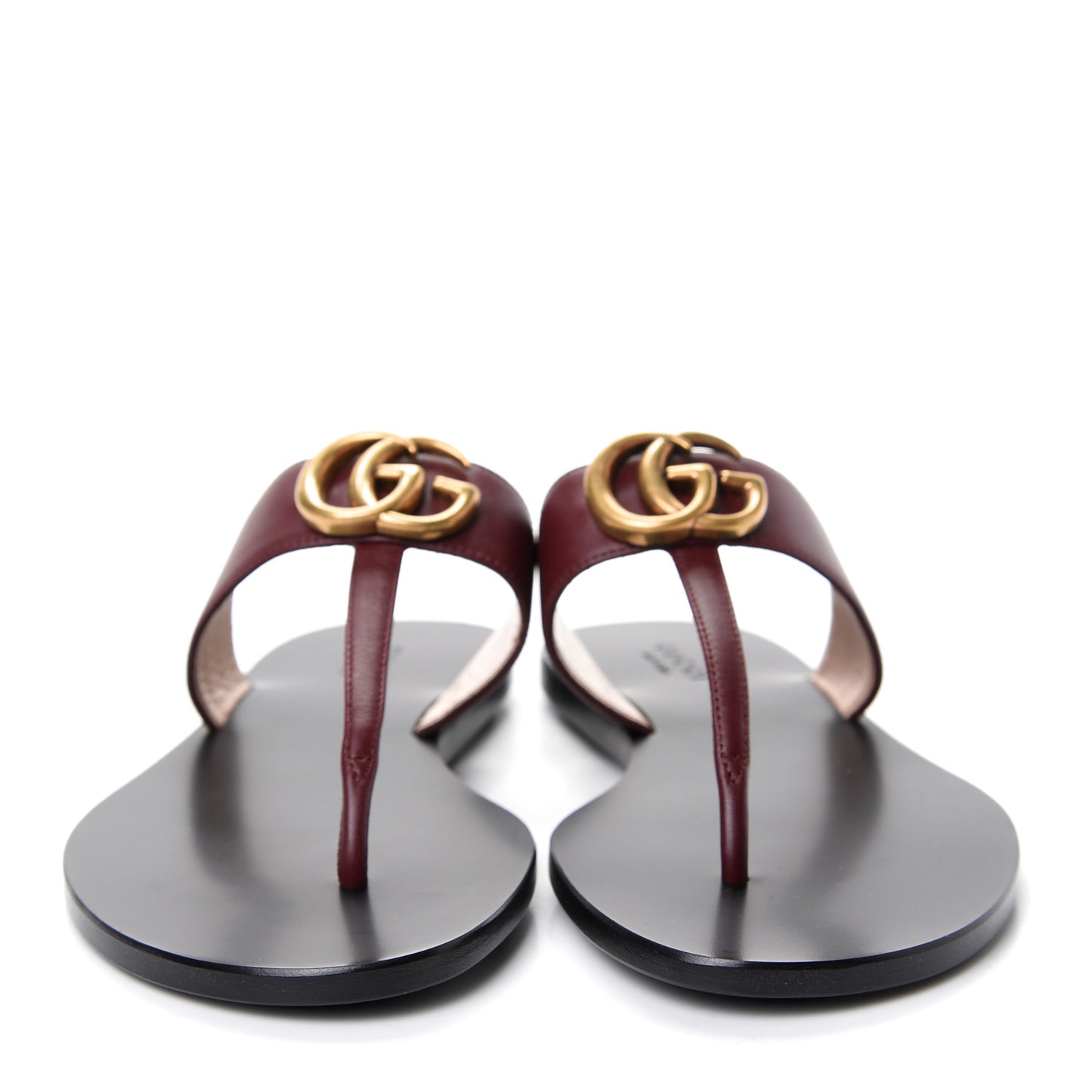 Calfskin GG Marmont Thong Sandals 36.5 Vintage Bordeaux