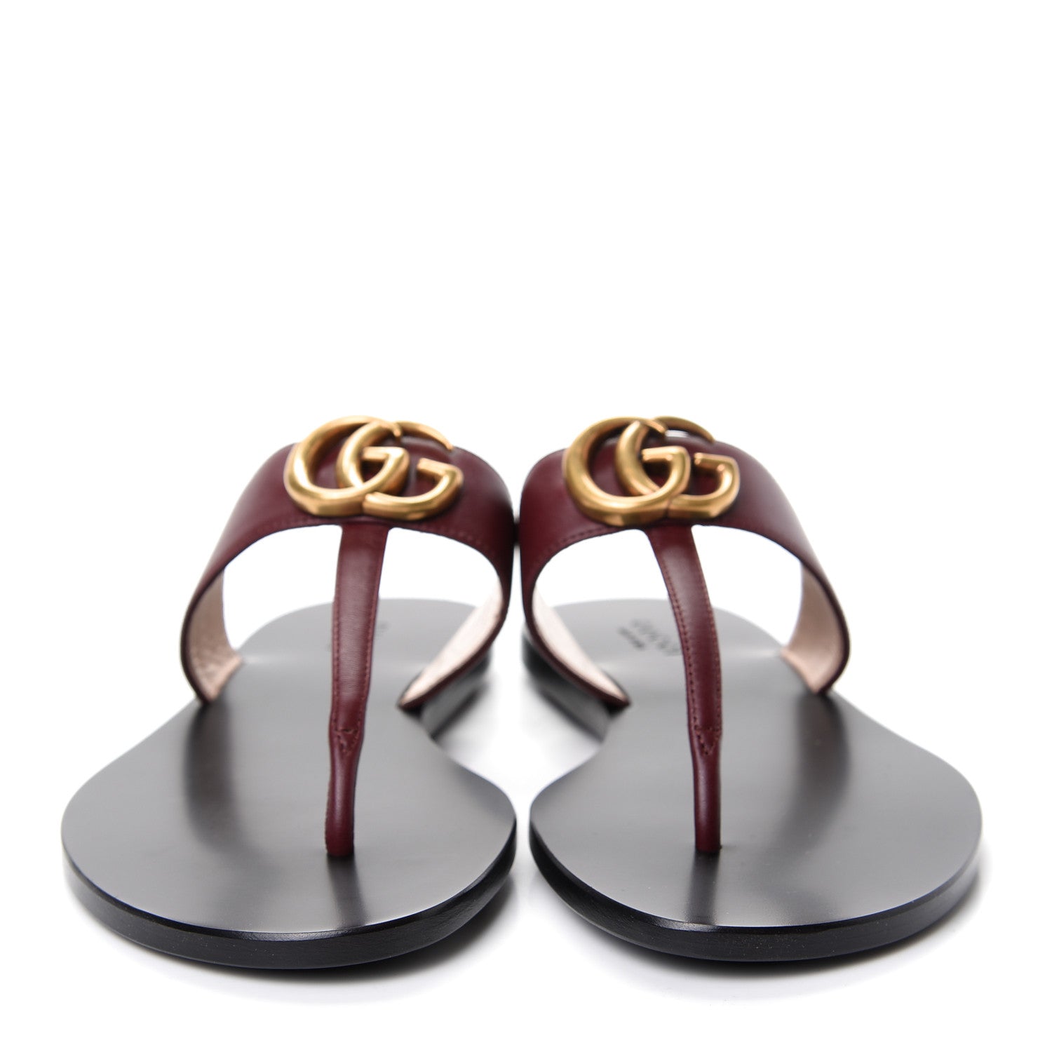 Gucci Calfskin GG Marmont Thong Sandals 36.5 Vintage Bordeaux 2 of 10