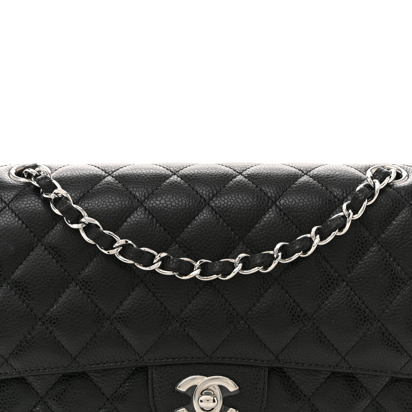 Caviar Quilted Medium Double Flap Black