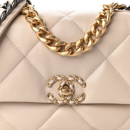 Chanel Goatskin Quilted Medium Chanel 19 Flap Beige 10 of 11