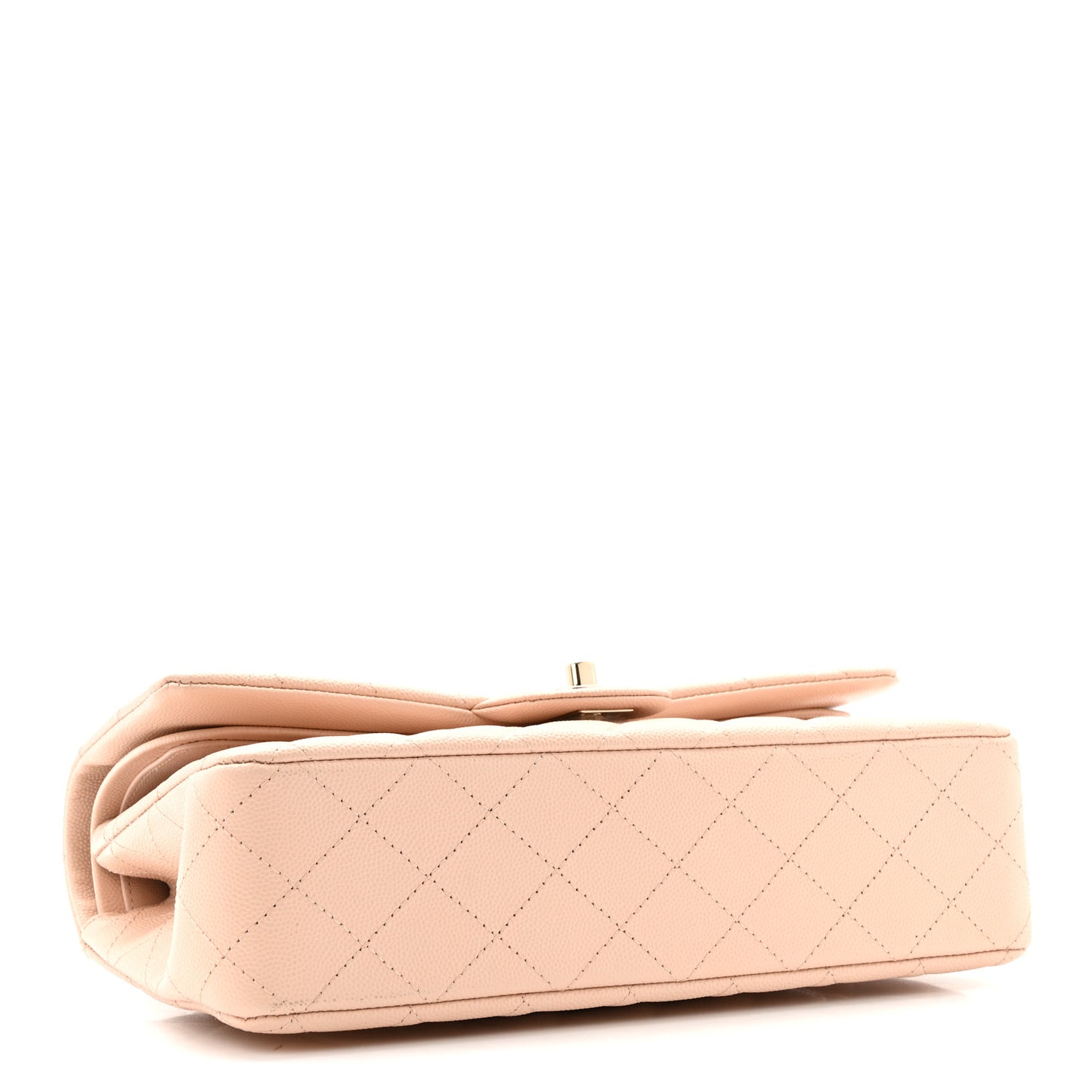 Caviar Quilted Medium Double Flap Light Beige