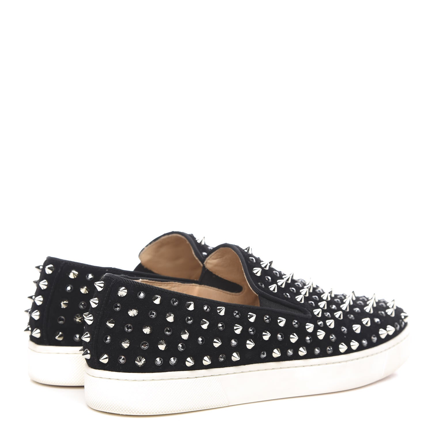 Christian Louboutin Velvet Spikes Womens Roller Boat Flat 38 Black 4 of 8