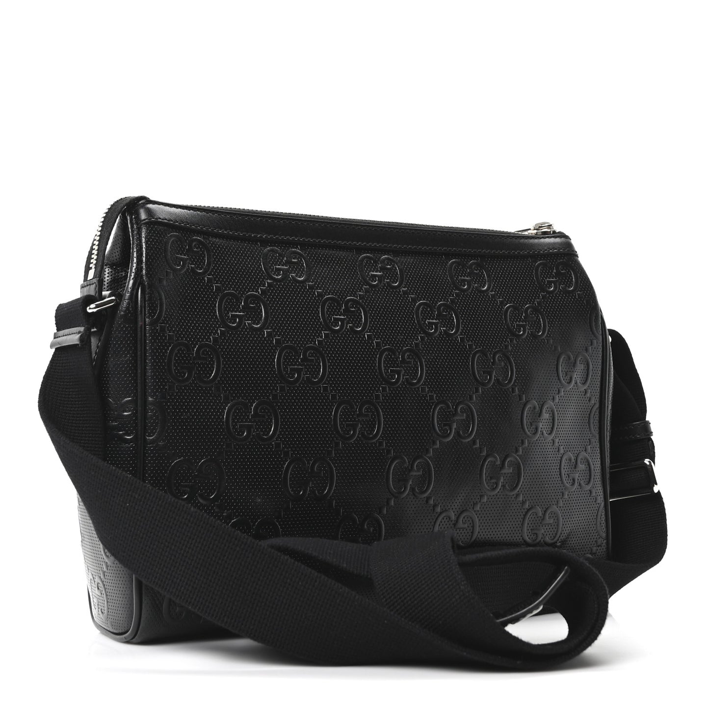 Calfskin GG Tennis Embossed Shoulder Bag Black