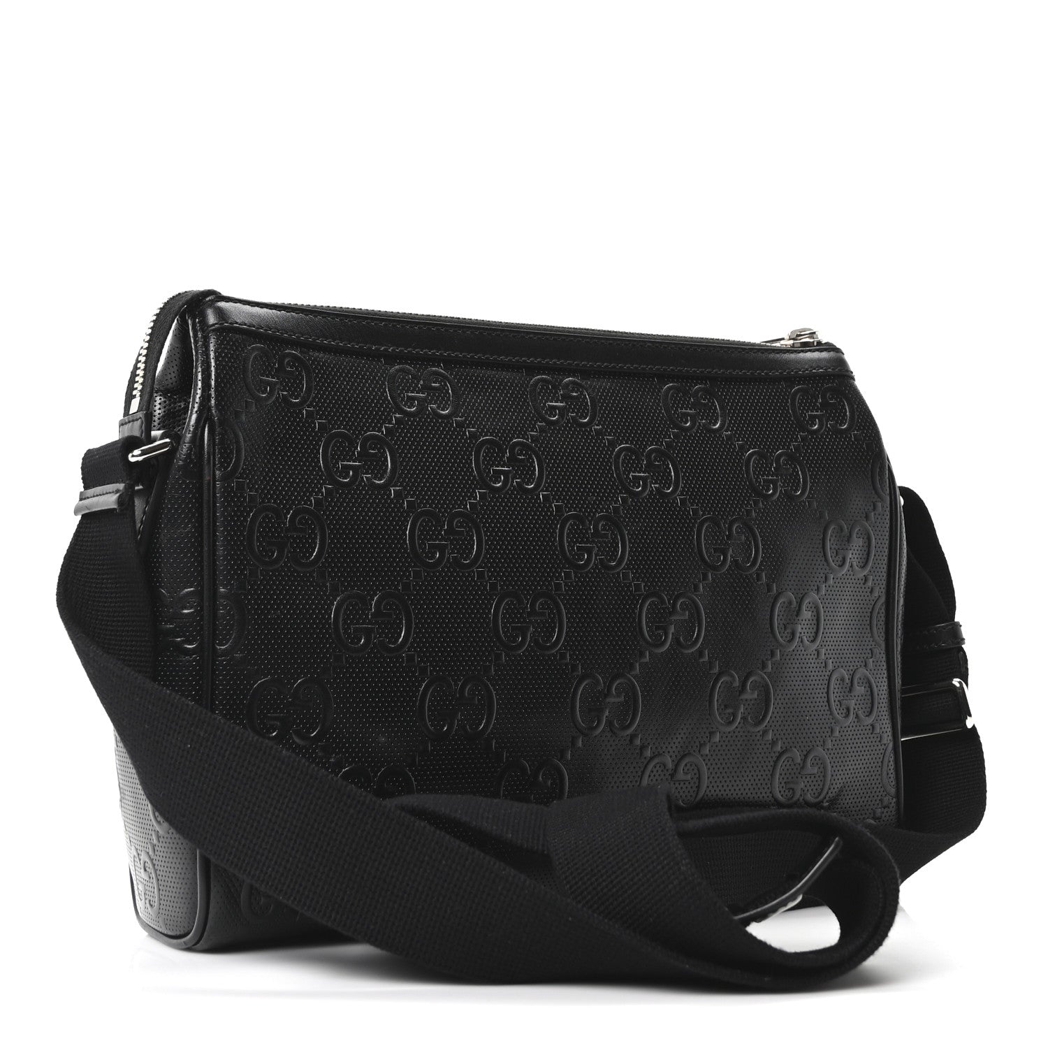 Gucci Calfskin GG Tennis Embossed Shoulder Bag Black 3 of 10