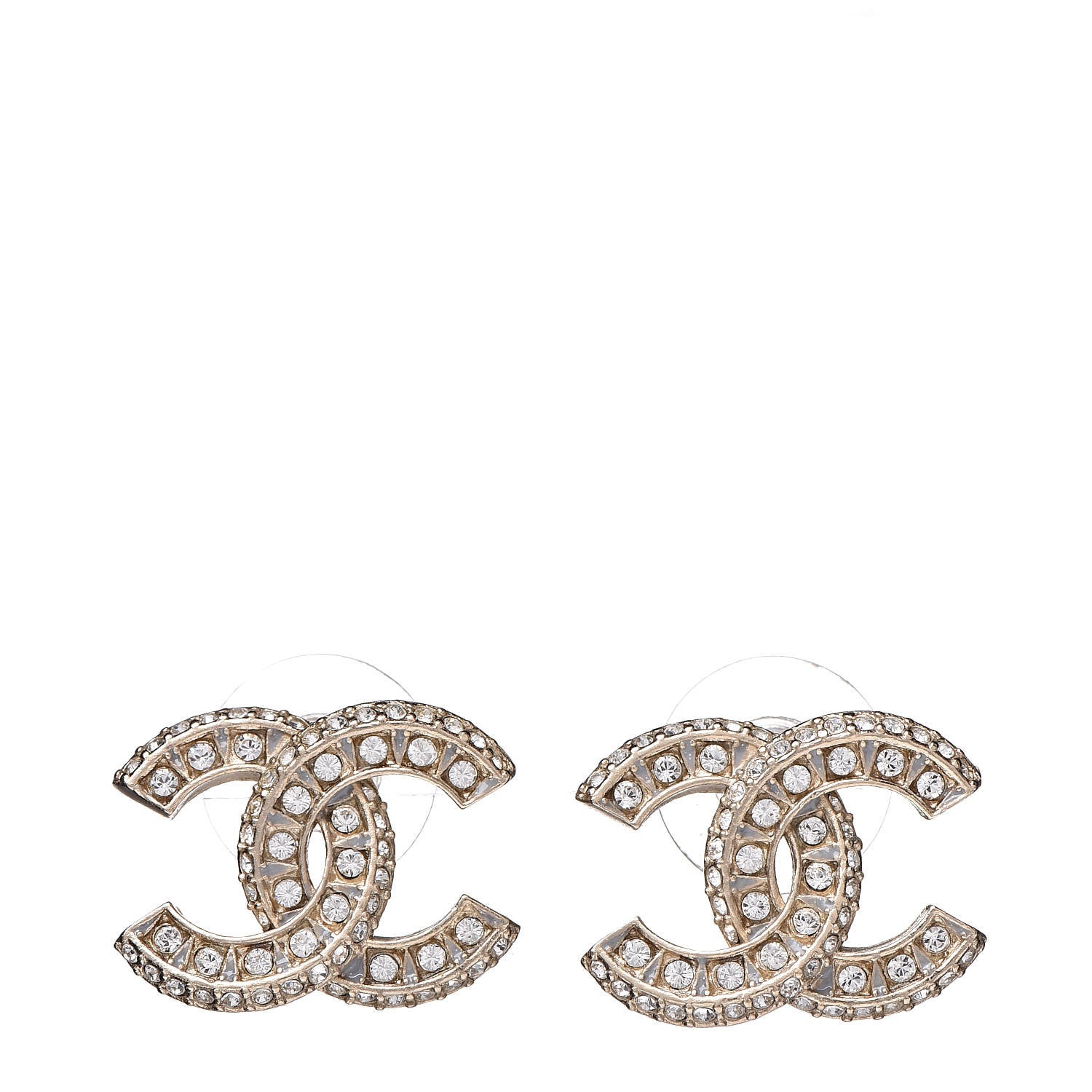 Chanel Crystal CC Earrings Light Gold 1 of 4