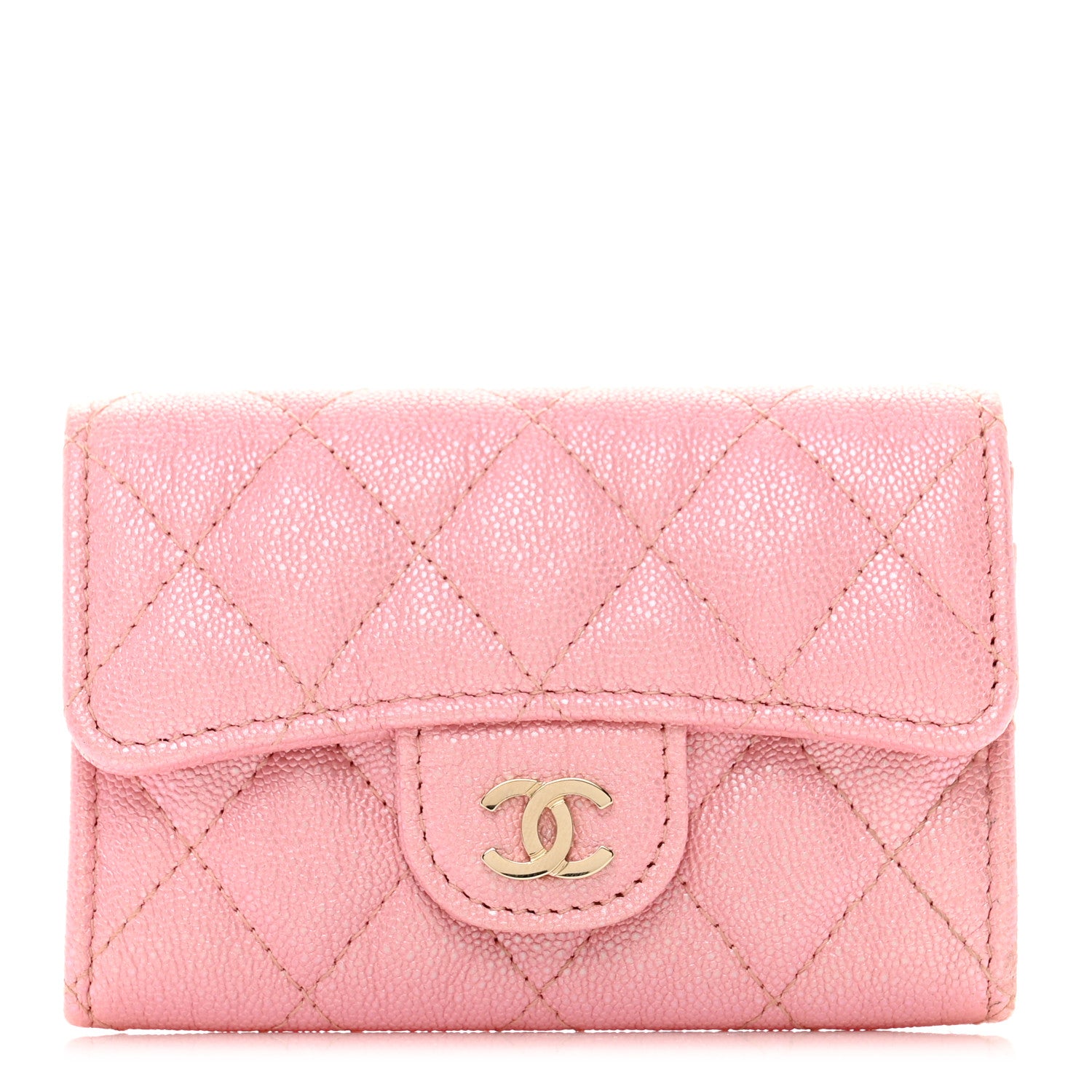 Chanel Iridescent Caviar Quilted Flap Card Holder Rose Pink 1 of 9