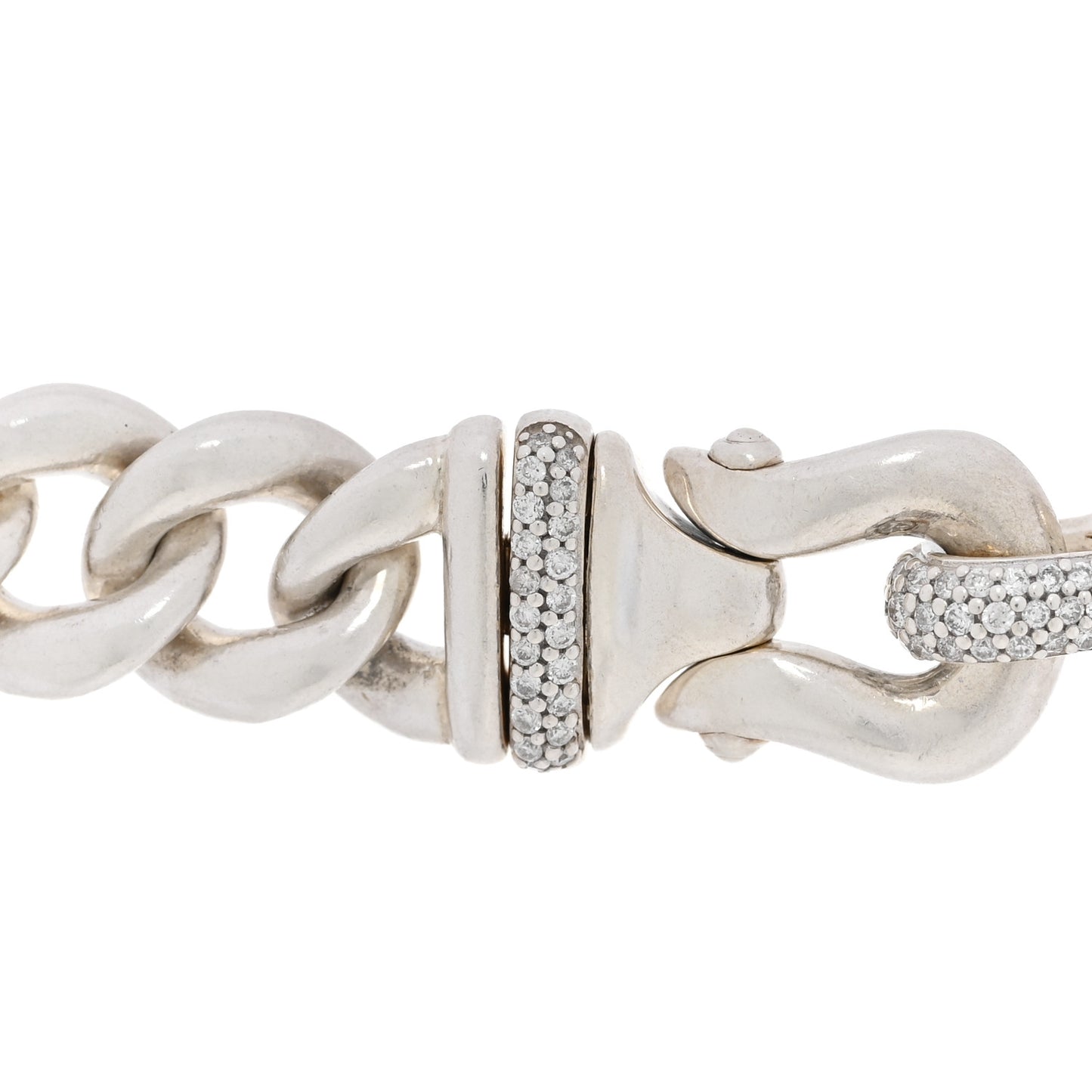 Sterling Silver Diamond Buckle Chain Necklace