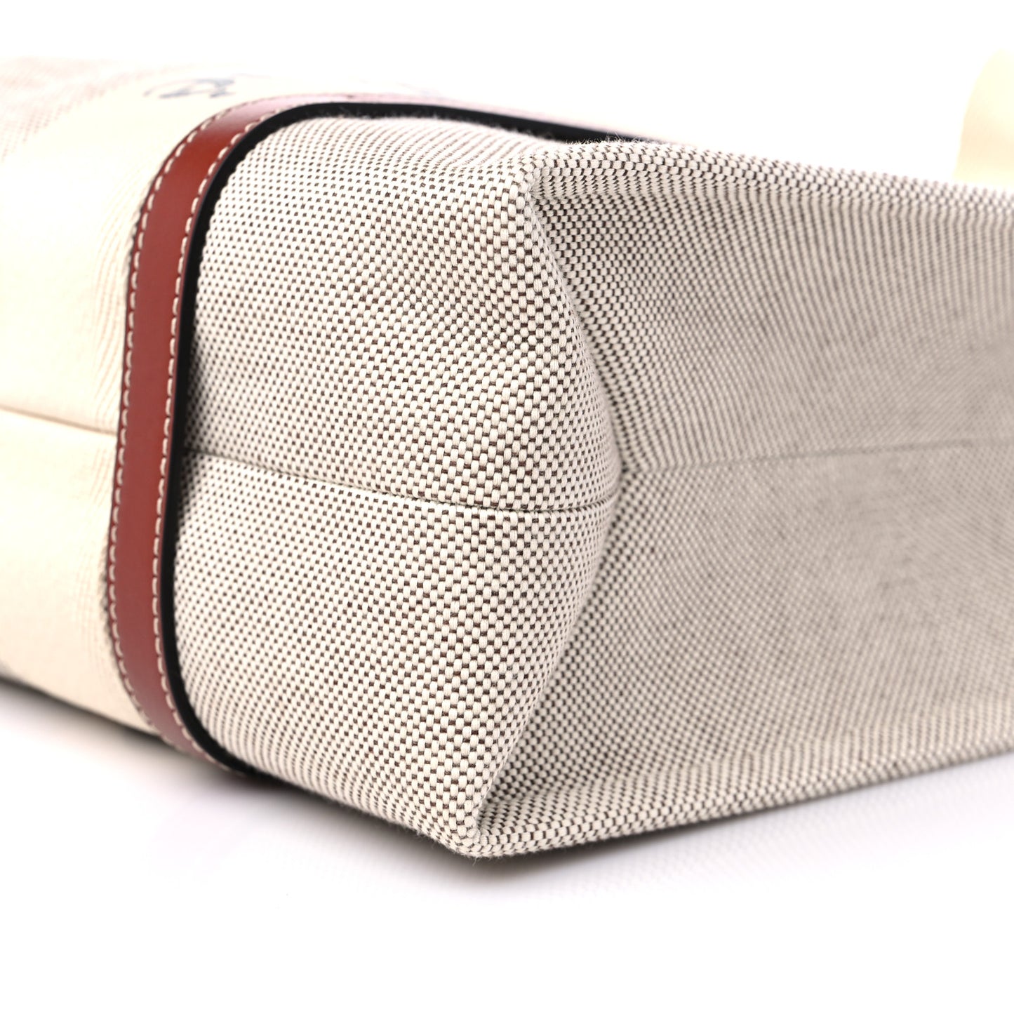 Cotton Calfskin Medium Woody Ribbon Tote White Brown