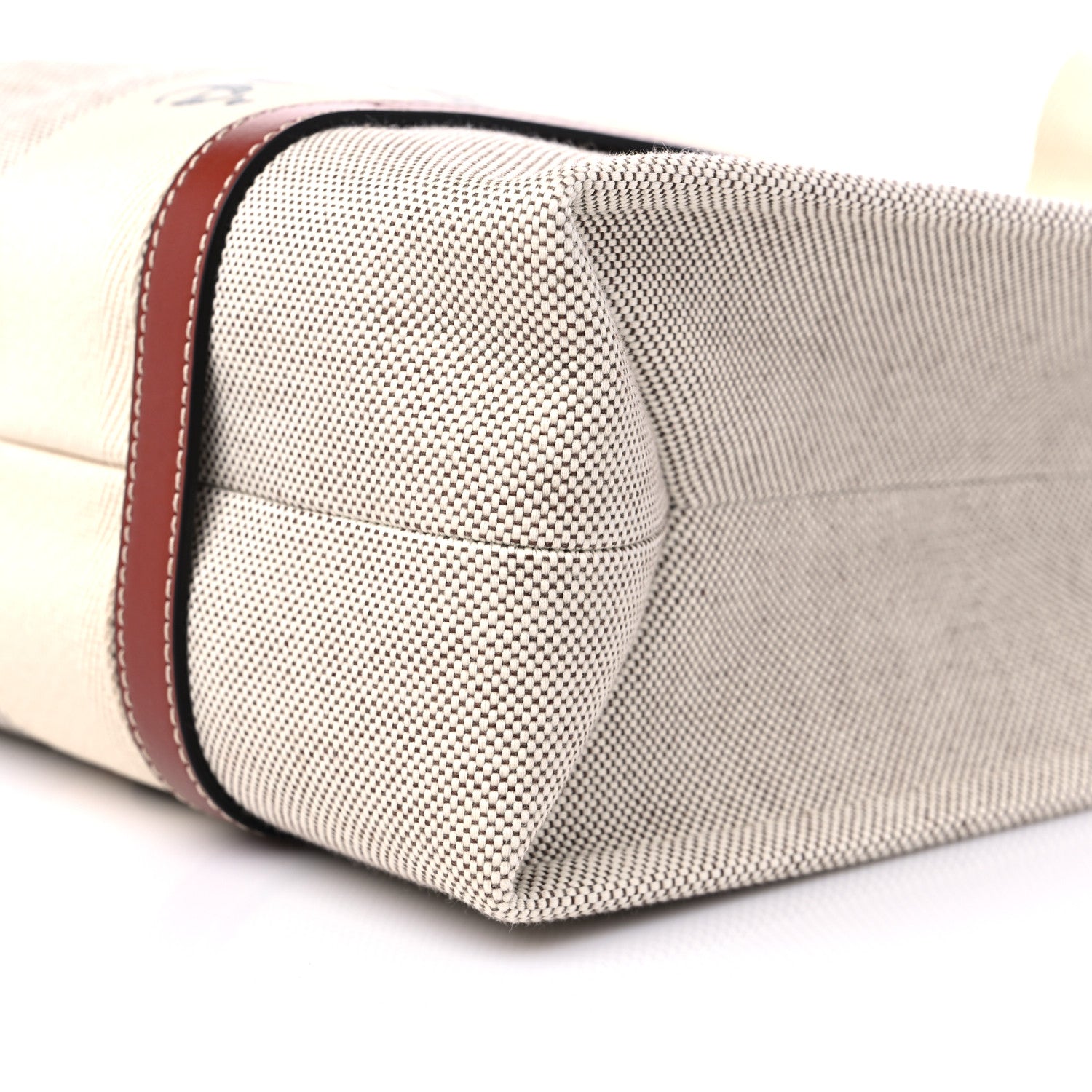 Chloe Cotton Calfskin Medium Woody Ribbon Tote White Brown 9 of 12
