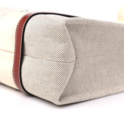 Chloe Cotton Calfskin Medium Woody Ribbon Tote White Brown 9 of 12