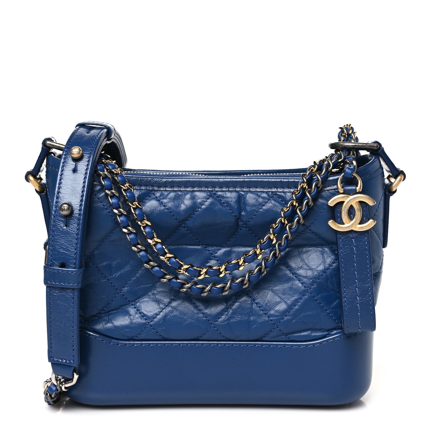 Aged Calfskin Quilted Small Gabrielle Hobo Blue