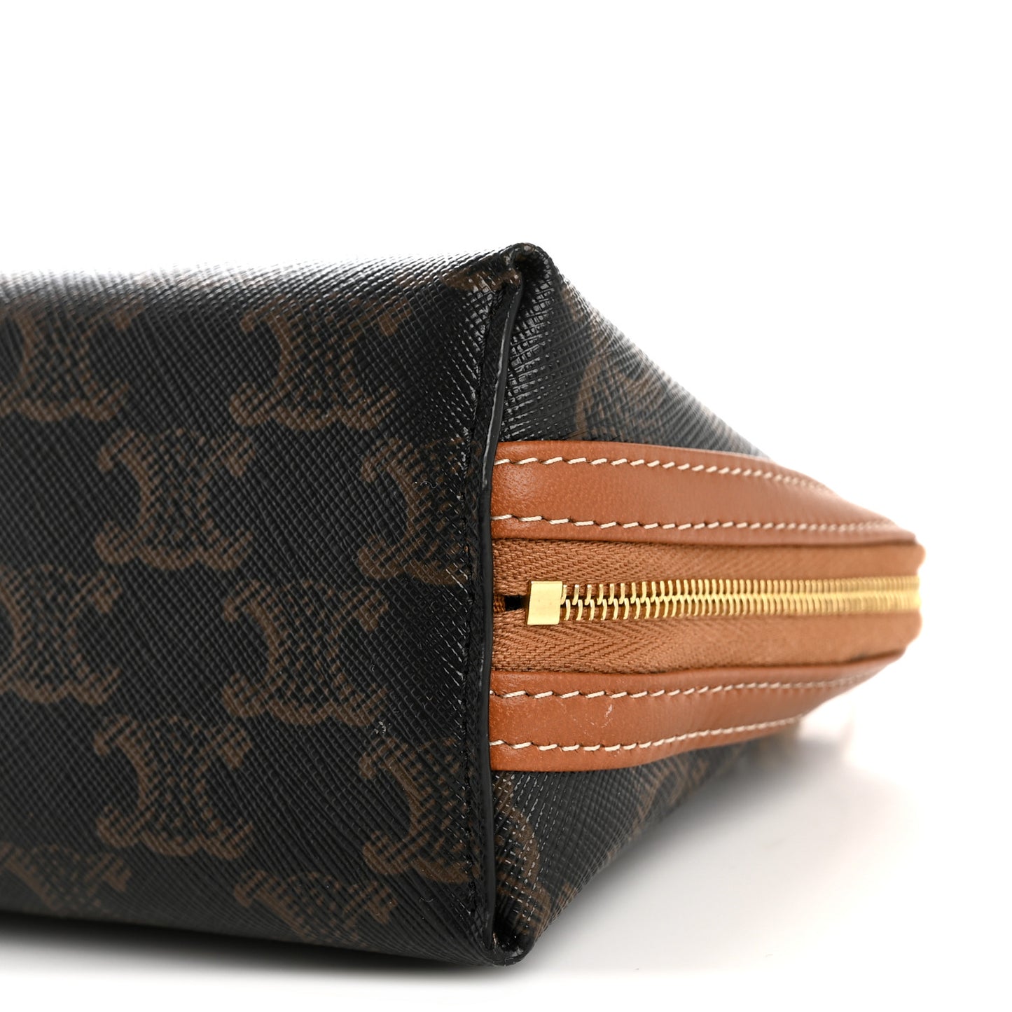 Triomphe Canvas Lambskin Clutch On Chain Tan