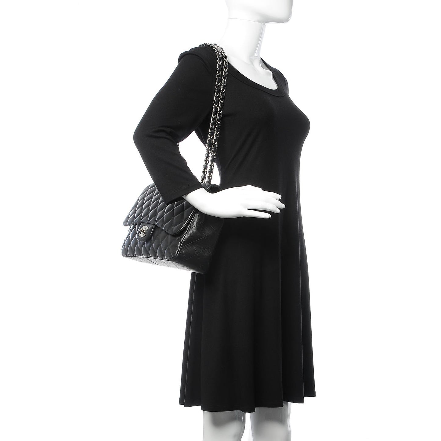 Lambskin Quilted Jumbo Single Flap Black