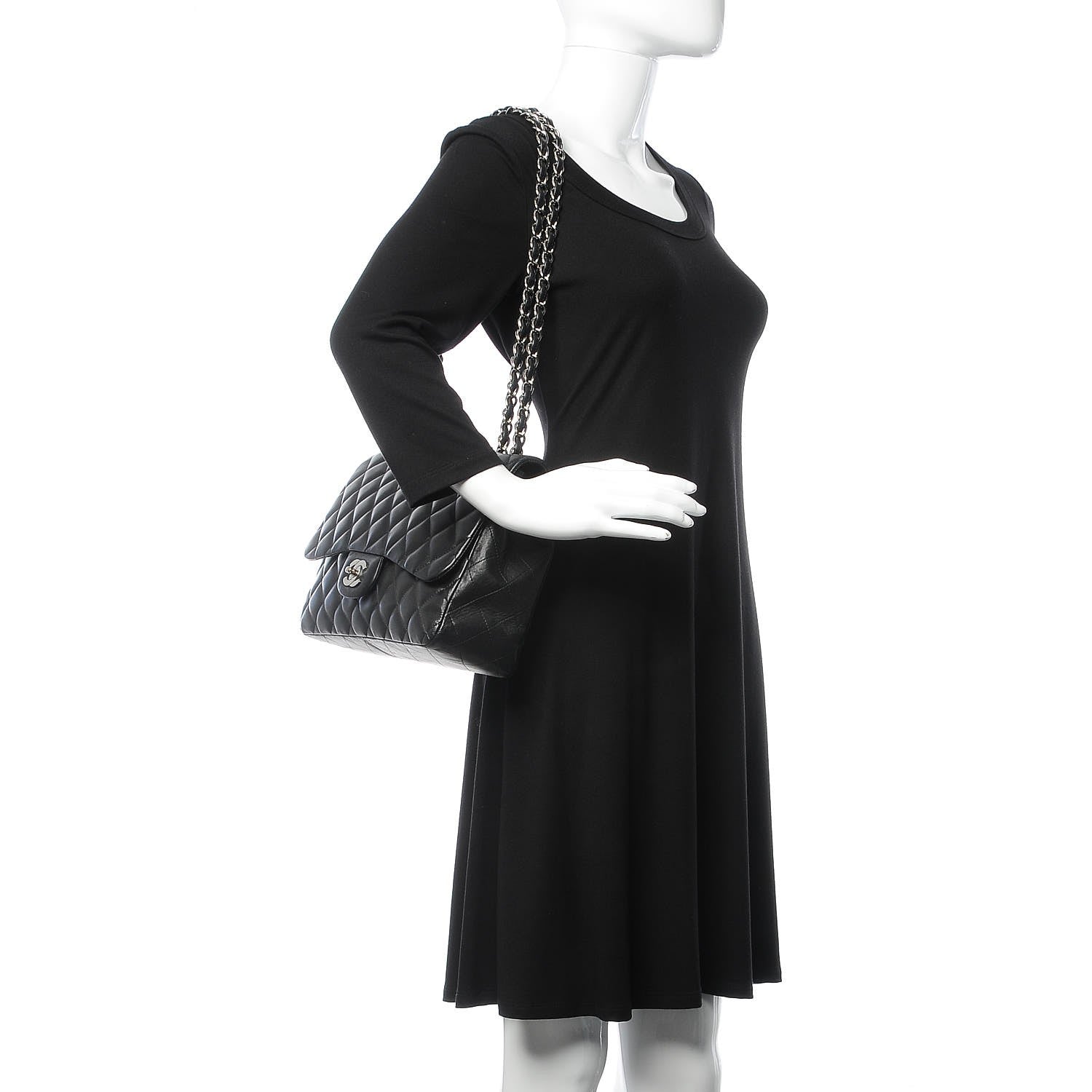 Chanel Lambskin Quilted Jumbo Single Flap Black 2 of 8
