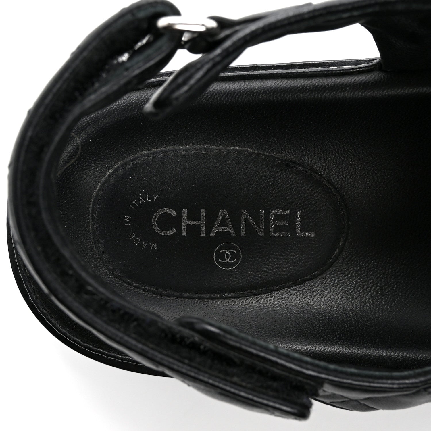 Chanel Lambskin Velcro Dad Sandals 38 So Black 7 of 14