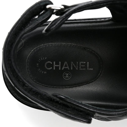 Chanel Lambskin Velcro Dad Sandals 38 So Black 7 of 14