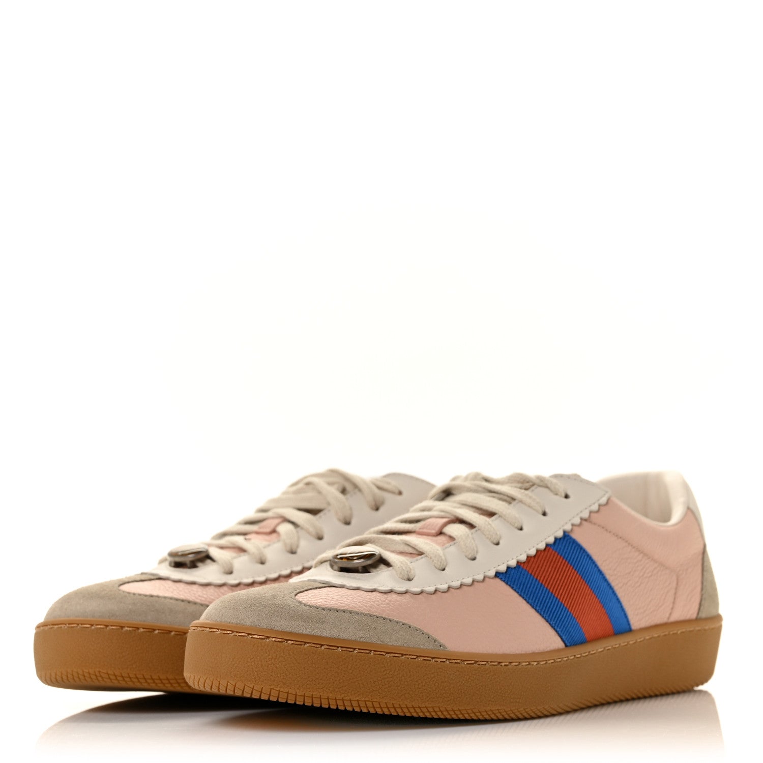 Gucci Calfskin Suede Web Womens G74 Sneakers 40 Oatmeal Soft Rose 3 of 8