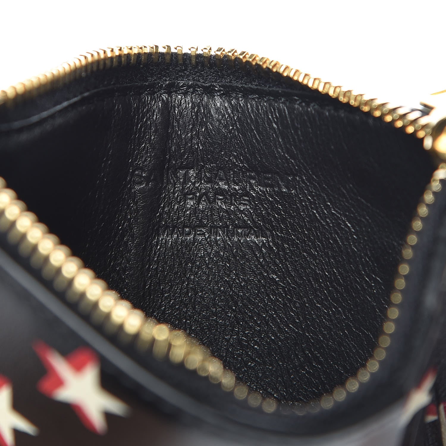 Saint Laurent Calfskin Star Print 5 Fragments Zip Pouch Card Holder Black 6 of 7
