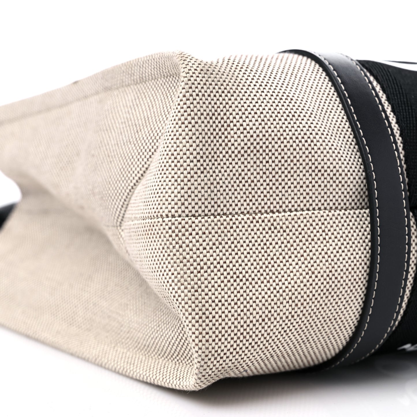 Cotton Calfskin Medium Woody Ribbon Tote Black Blue