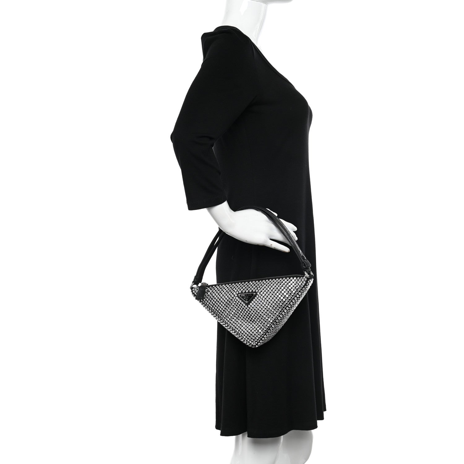 Prada Satin Crystal Triangle Pouch Cristal 2 of 14