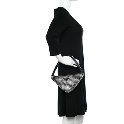 Prada Satin Crystal Triangle Pouch Cristal 2 of 14