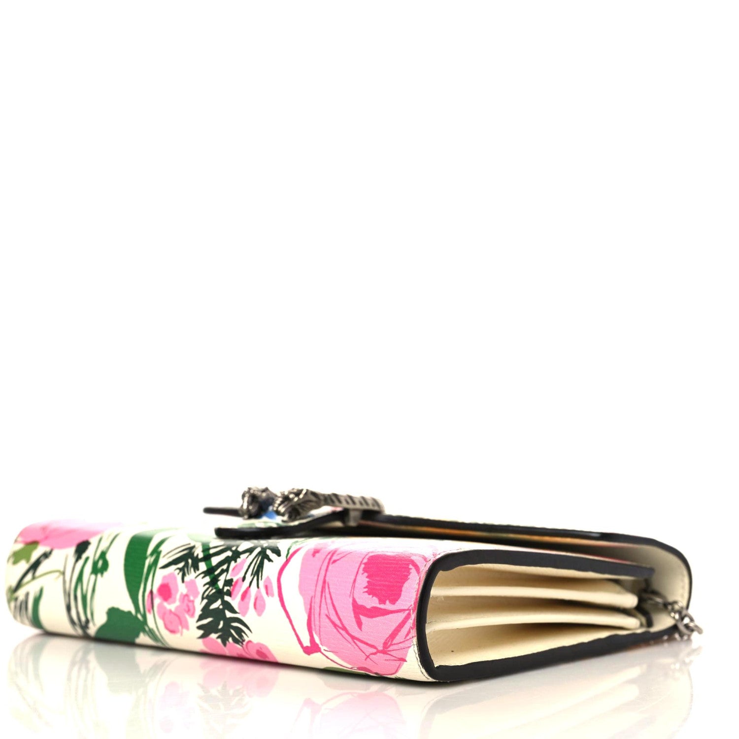 Gucci X KEN SCOTT New Shangai Calfskin Jardin D'Avril Floral Print Mini Dionysus Chain Wallet Ivory Pink 8 of 10