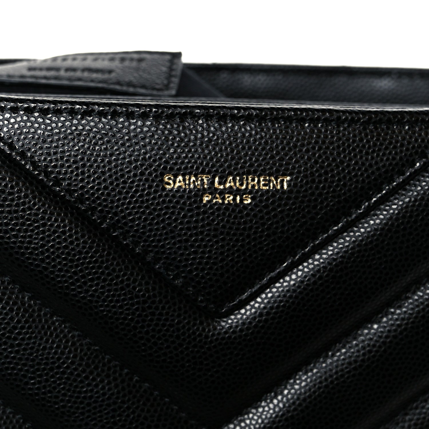 Saint Laurent Grain de Poudre Matelasse Chevron Medium Tribeca Shopping Bag Black 9 of 12