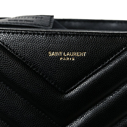 Saint Laurent Grain de Poudre Matelasse Chevron Medium Tribeca Shopping Bag Black 9 of 12