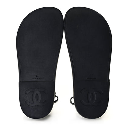 Chanel Rubber CC Dad Sandals 37 Navy 5 of 9