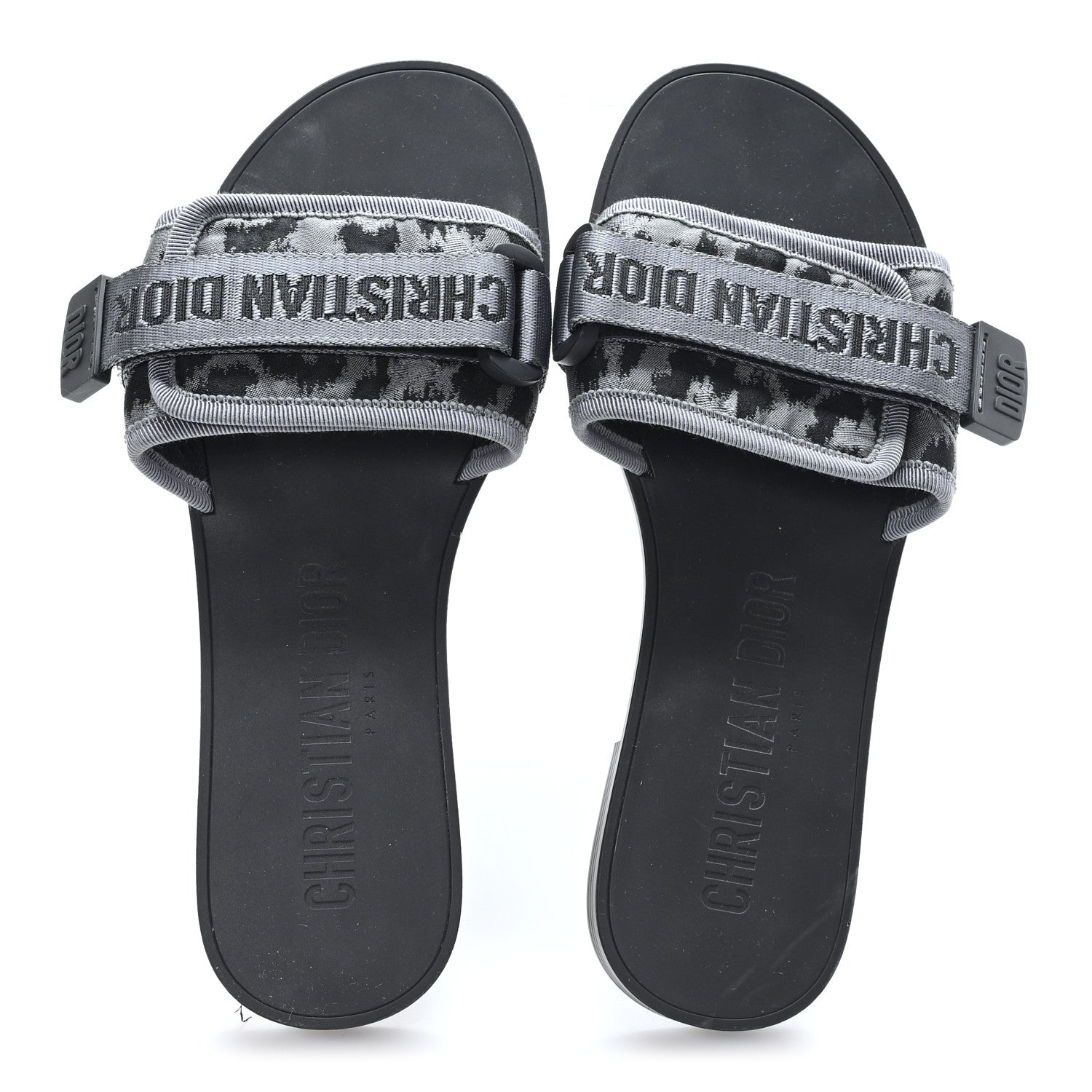 Christian Dior Technical Stretch Fabric Camouflage Dio(r)evolution Slide Sandals 37 Black Grey 2 of 8