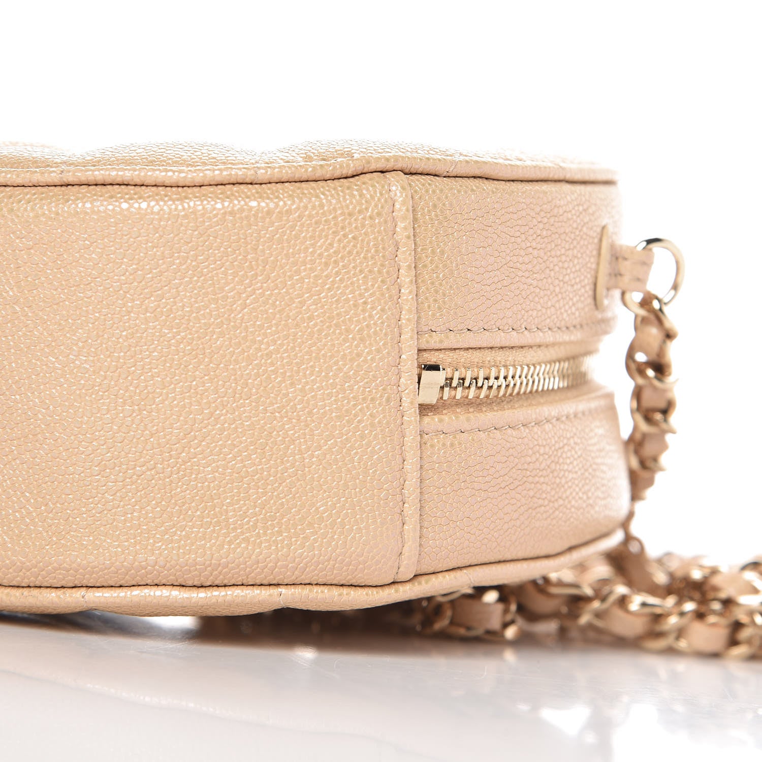 Chanel Caviar Quilted Round Clutch With Chain Beige 6 of 10