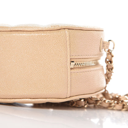 Chanel Caviar Quilted Round Clutch With Chain Beige 6 of 10