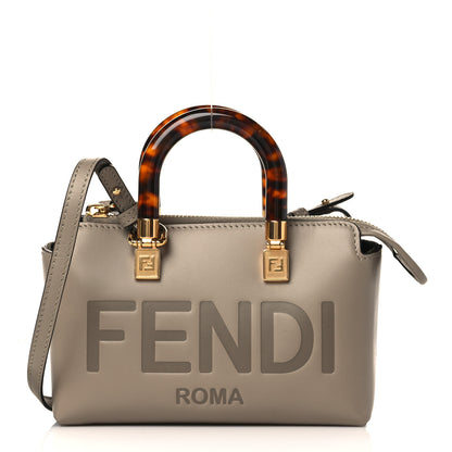 Fendi Vitello King Plexiglass Logo Embossed Mini By The Way Top Handle Boston Bag Tortora 1 of 8