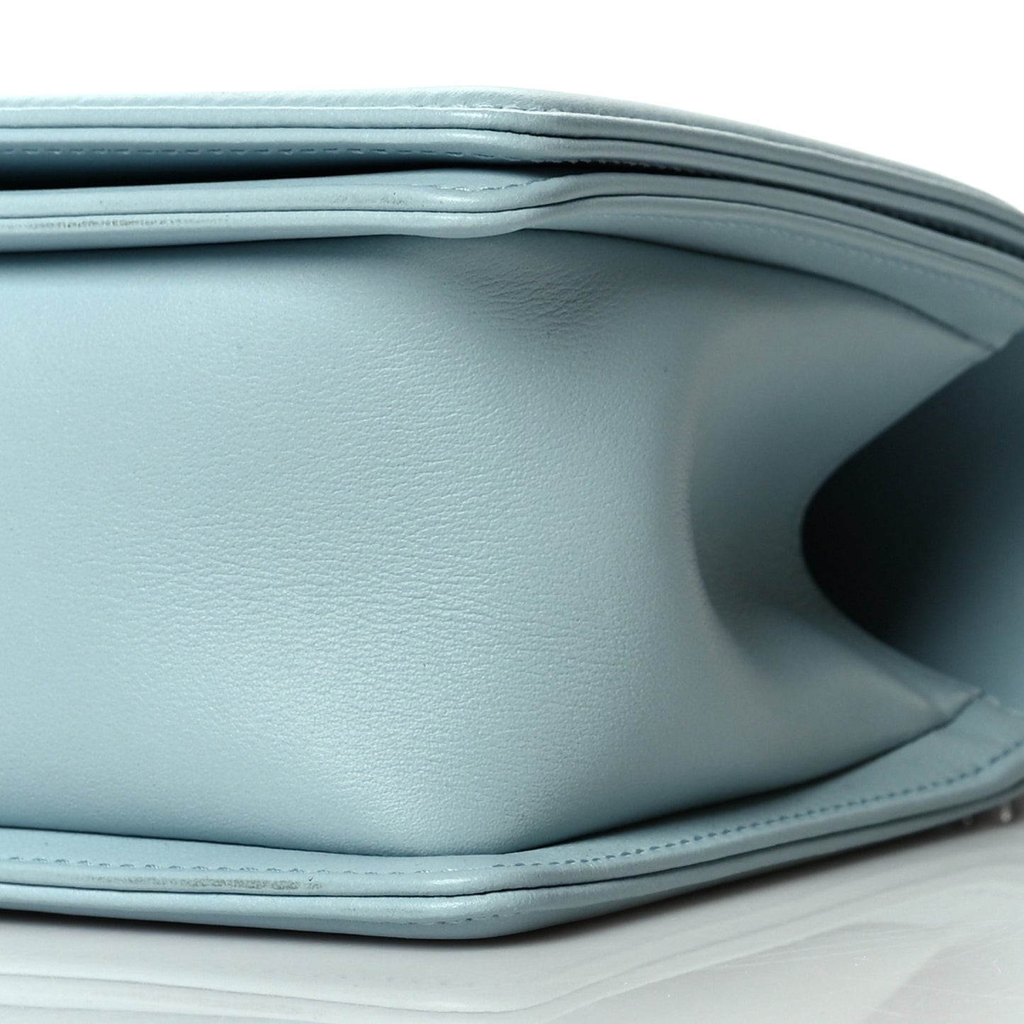Lambskin Quilted Medium Boy Flap Light Blue