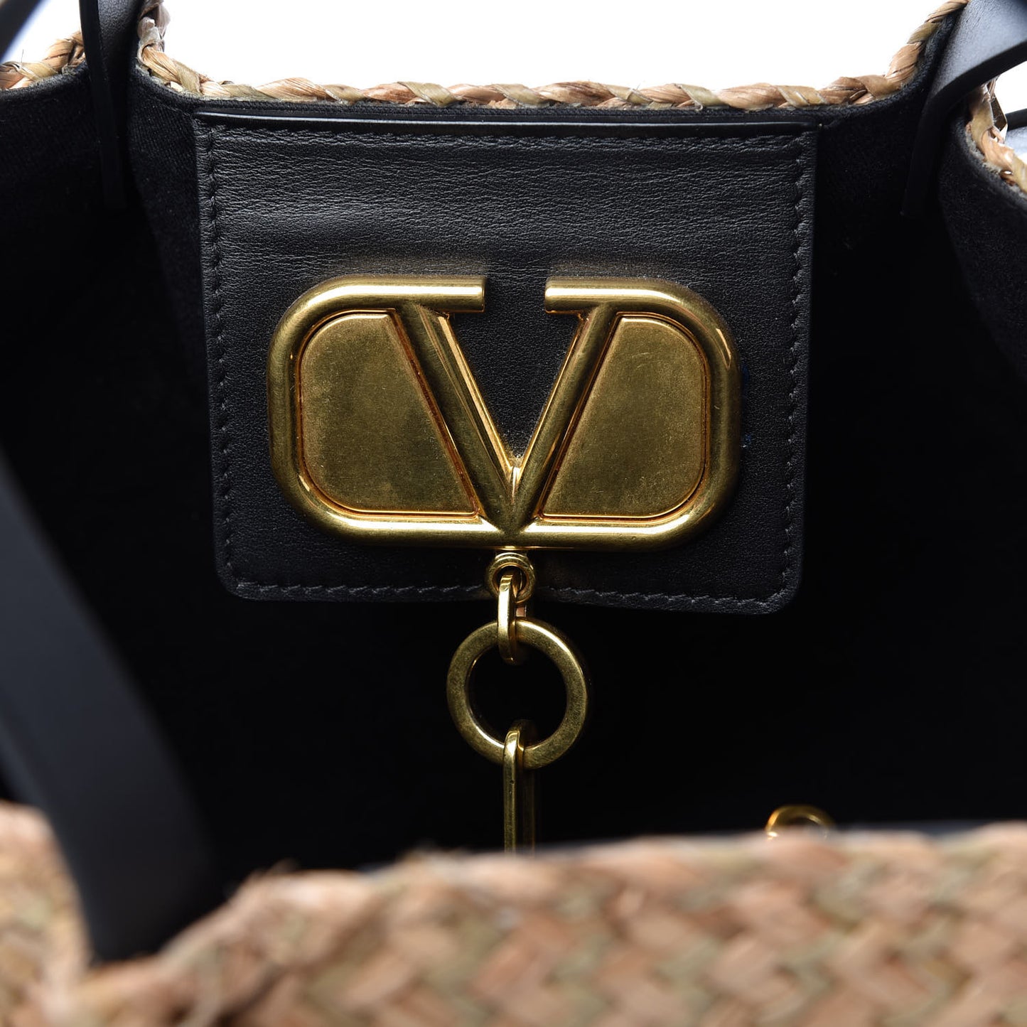 Raffia Medium Vlogo Escape Shopper Natural Black Rouge