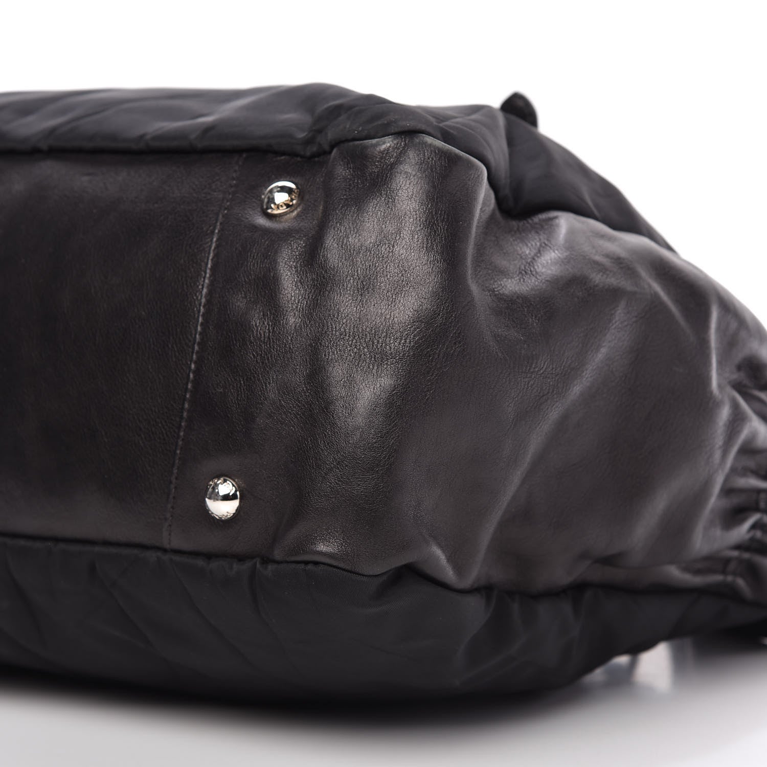 Prada Tessuto Nylon Soft Calfskin Tote Black 7 of 11