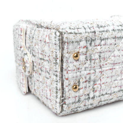 Chanel Tweed Quilted Small Chanel 25 Handbag Ecru Khaki Gold Red 9 of 10