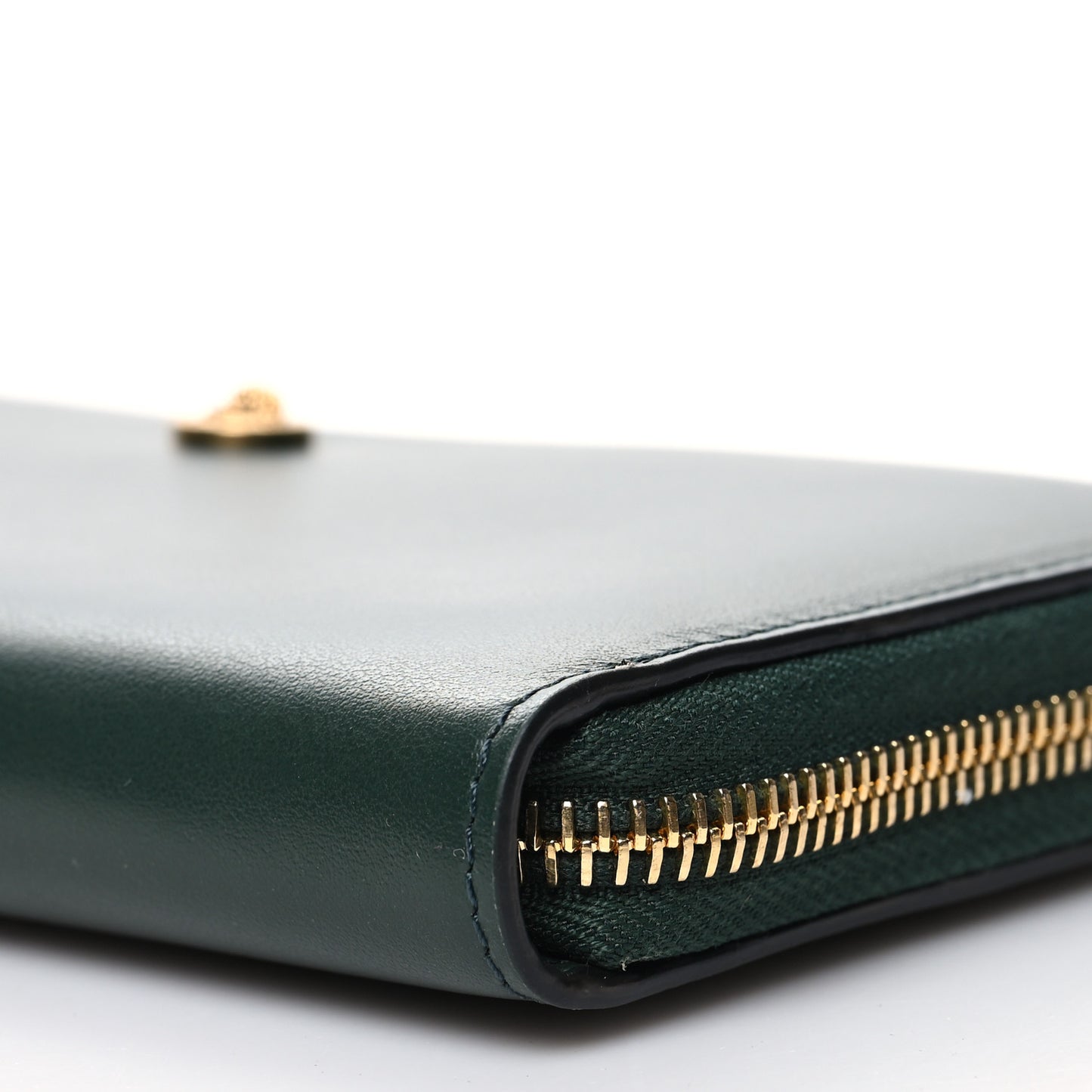 Calfskin Medusa Zip Around Wallet Green