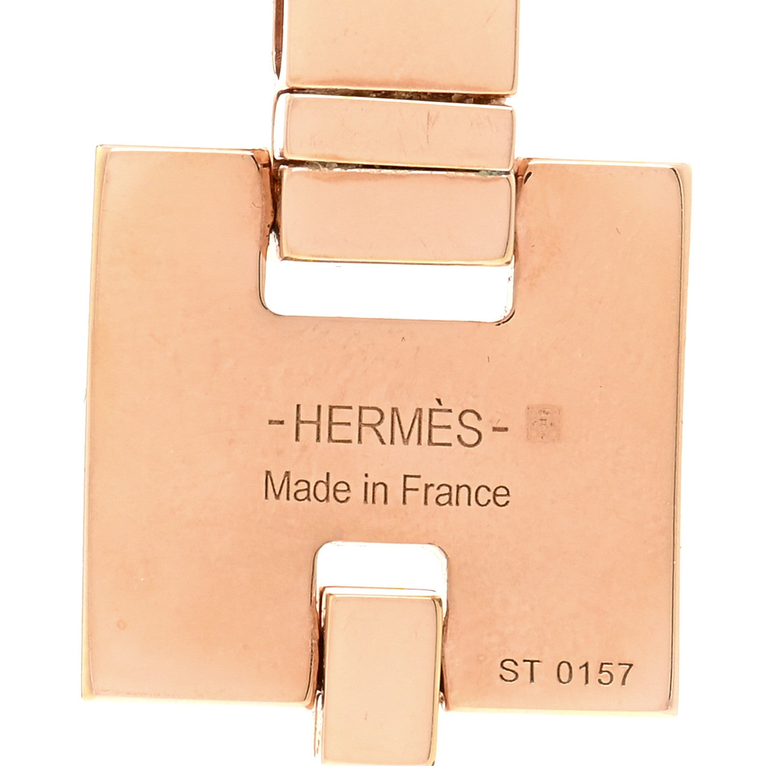 Hermes Rose Gold Plated Lacquered Eileen Pendant Necklace Craie 4 of 4