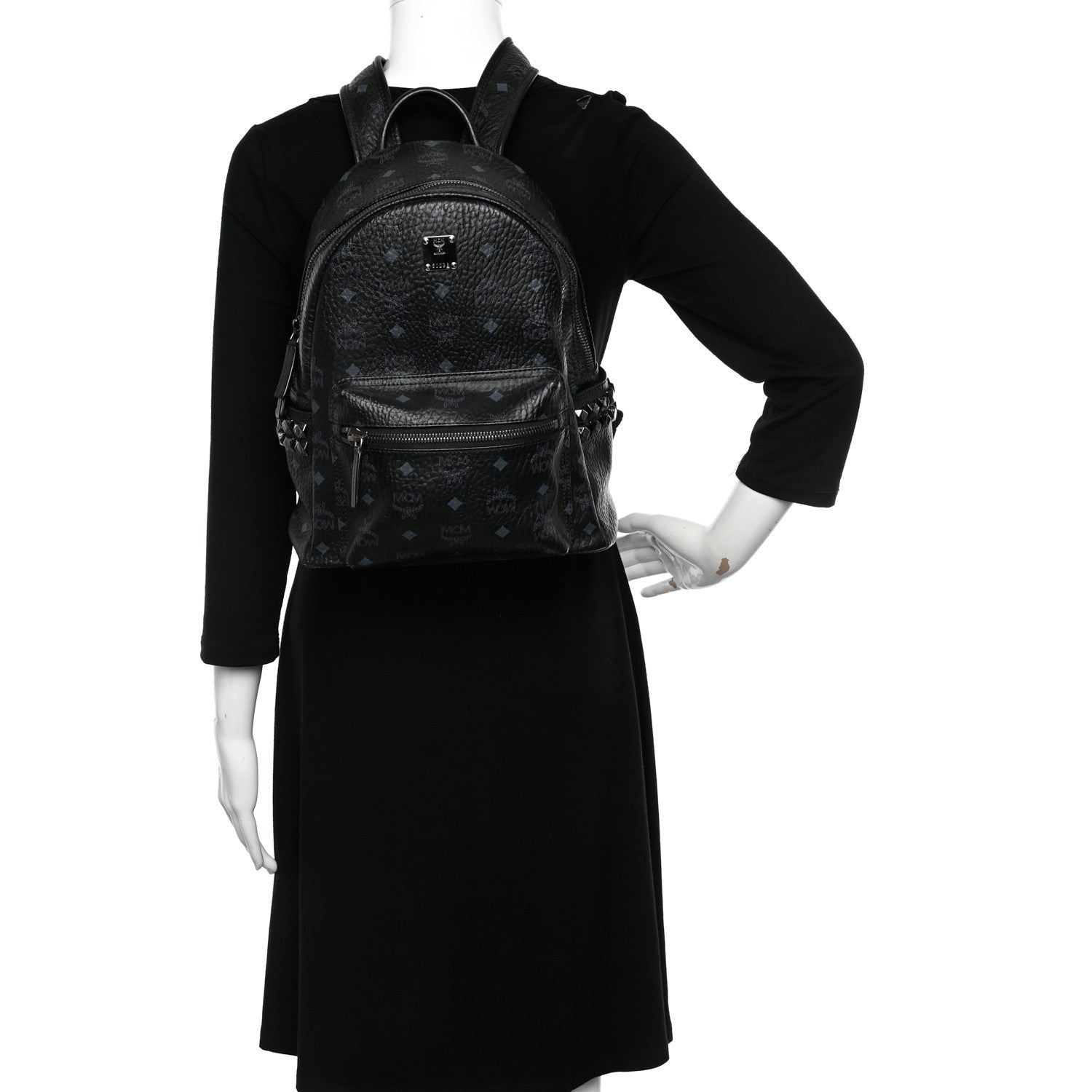 MCM Visetos Small Side Stud Stark Backpack Black 2 of 14