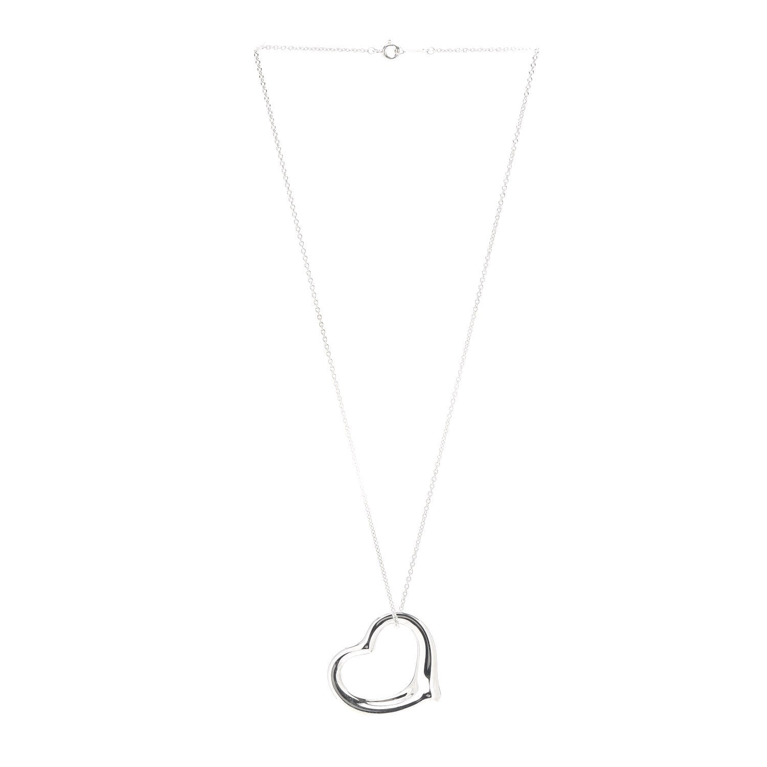 Tiffany Sterling Silver 36mm Elsa Peretti Open Heart Pendant Necklace 3 of 5
