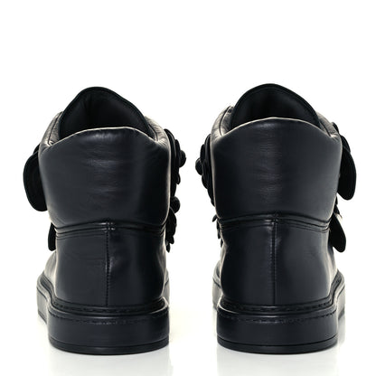 Chanel Lambskin Camellia High Top Sneakers 40 Navy 6 of 10
