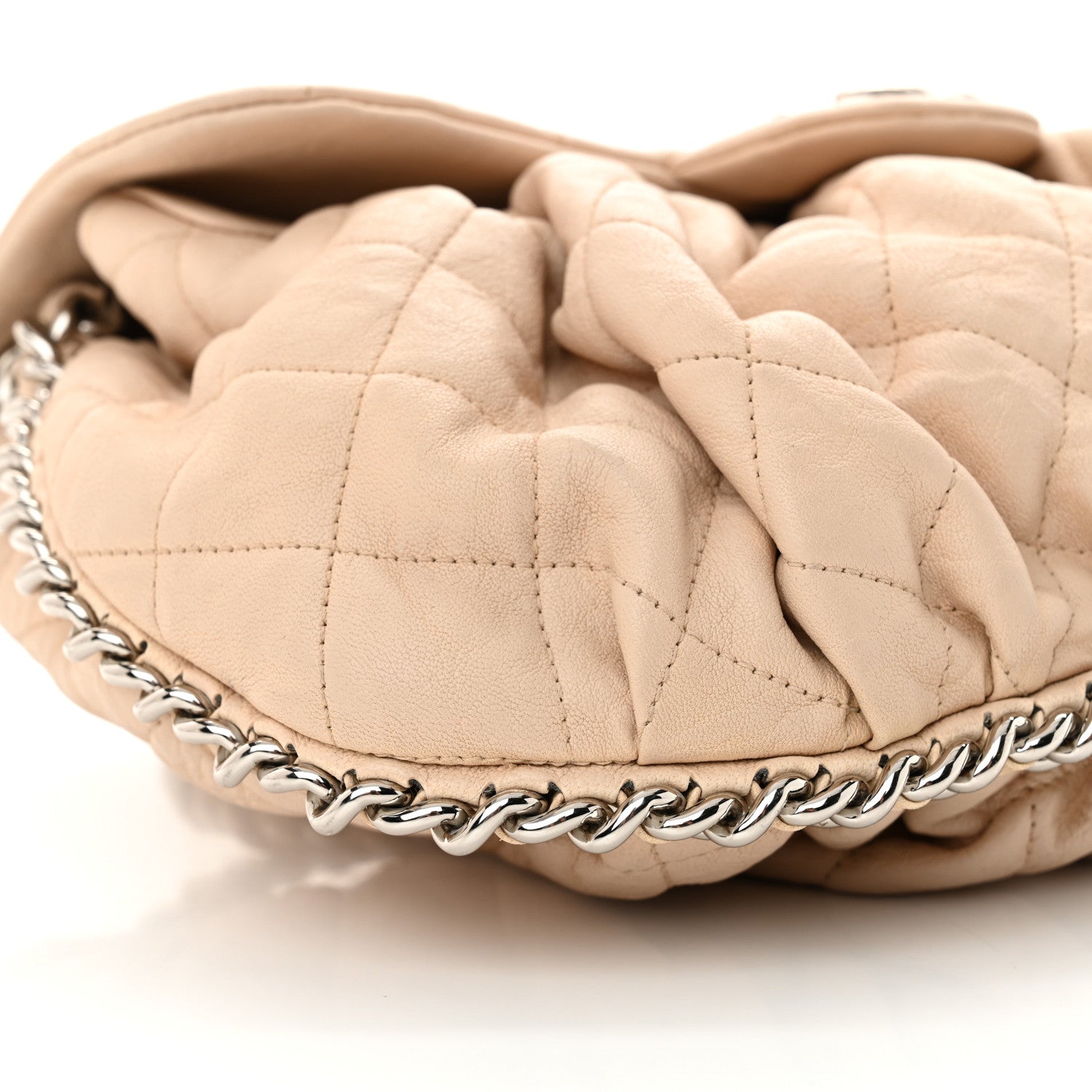 Chanel Washed Lambskin Quilted Medium Chain Around Messenger Beige 9 of 11