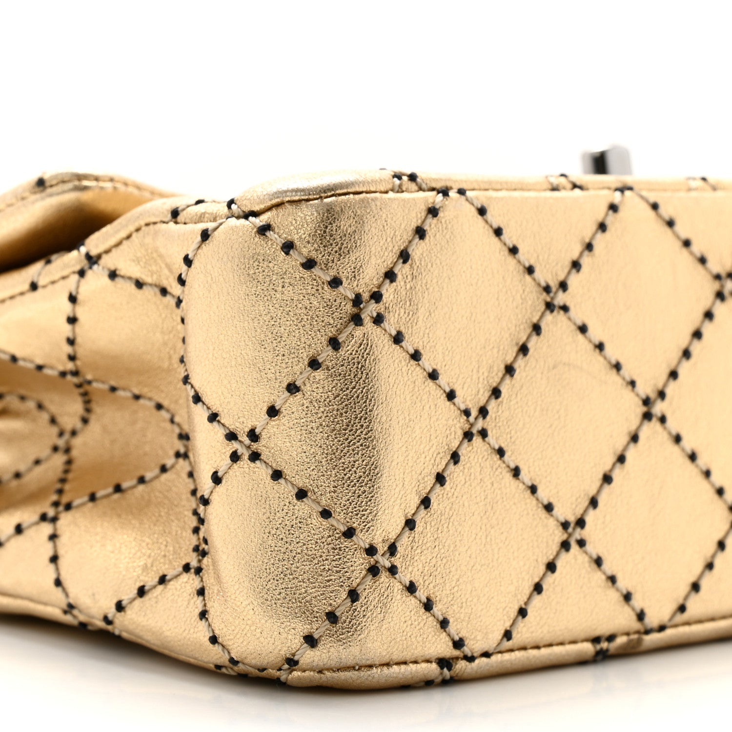 Chanel Metallic Lambskin Quilted Mini Rectangular Flap Gold 9 of 14
