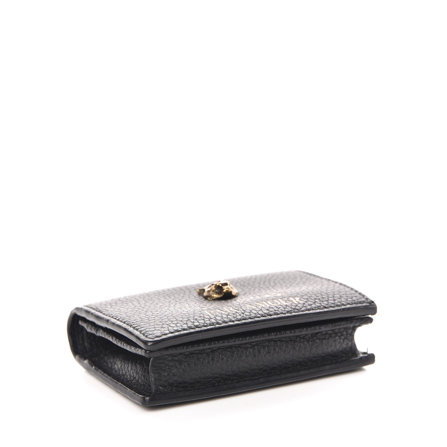 Gucci Pebbled Calfskin Animalier Tiger Card Case Black 4 of 8