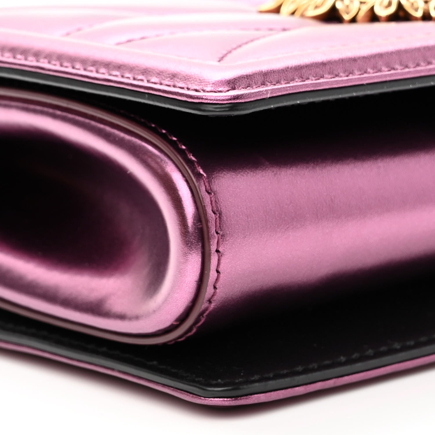 Dolce & Gabbana Metallic Calfskin Medium Devotion Crossbody Bag Wine 7 of 11